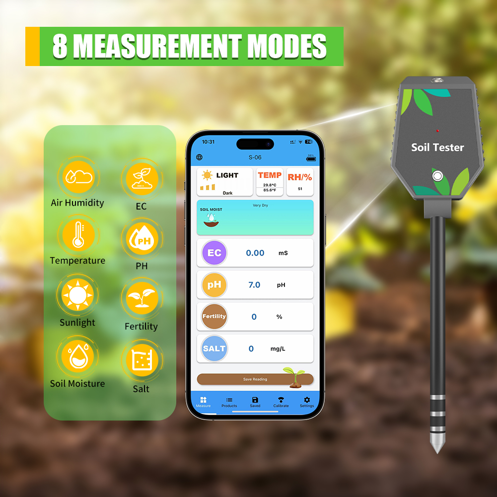 Plant Parent App - YAGO Bluetooth Soil Tester 8-in-1 Smart