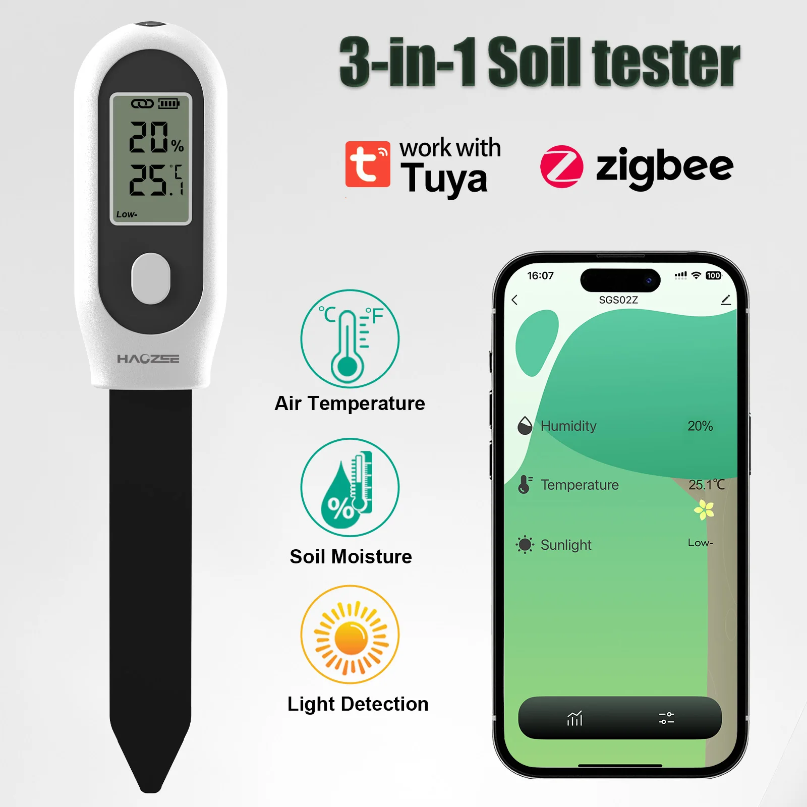 Haozee Tuya Zigbee Soil Moistu - مراجعة Plant Parent App وسعره