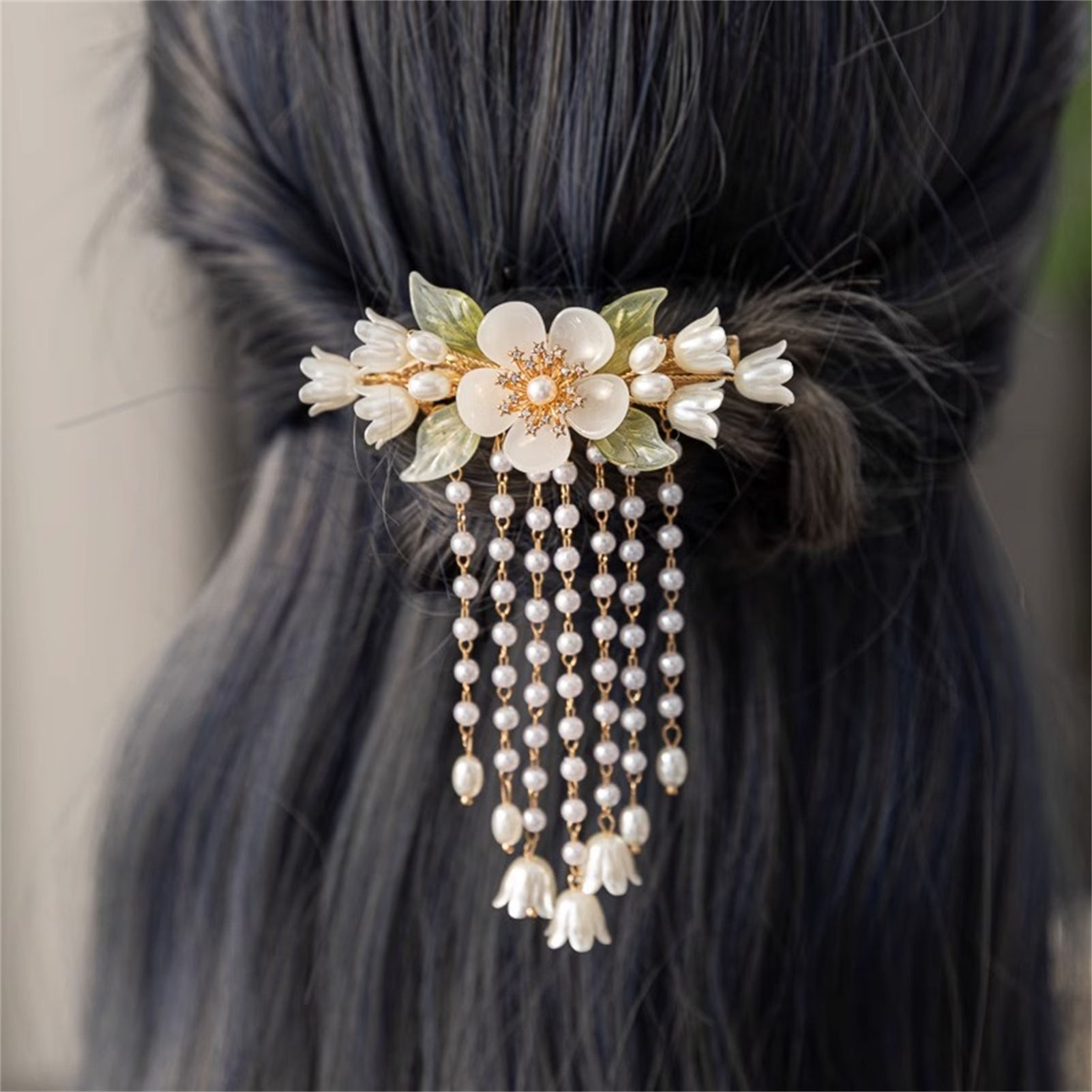 Vintage Flower Tassel Hair Cli - مراجعة Orchid Phalaenopsis وسعره