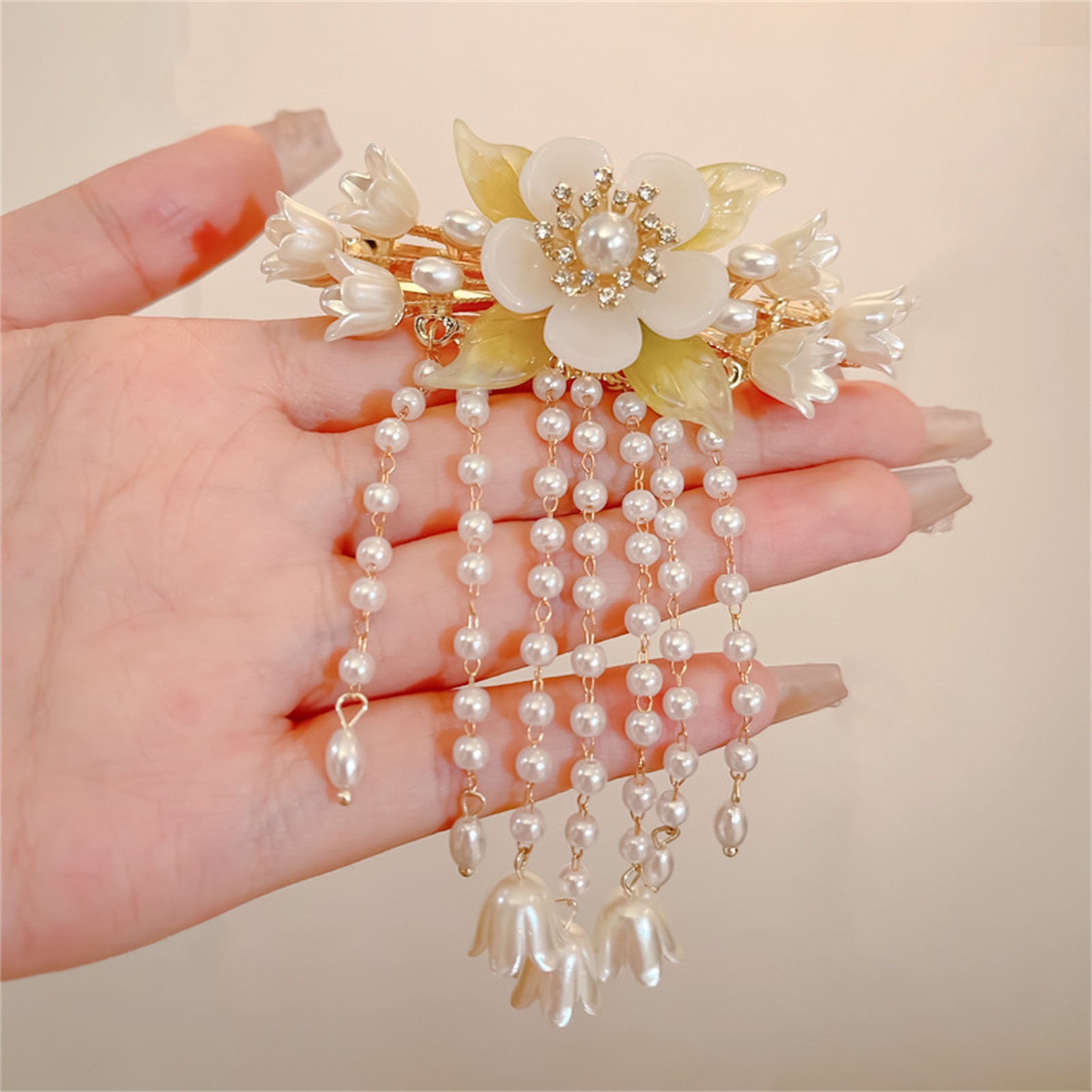 Vintage Flower Tassel Hair Cli - مراجعة Orchid Phalaenopsis وسعره